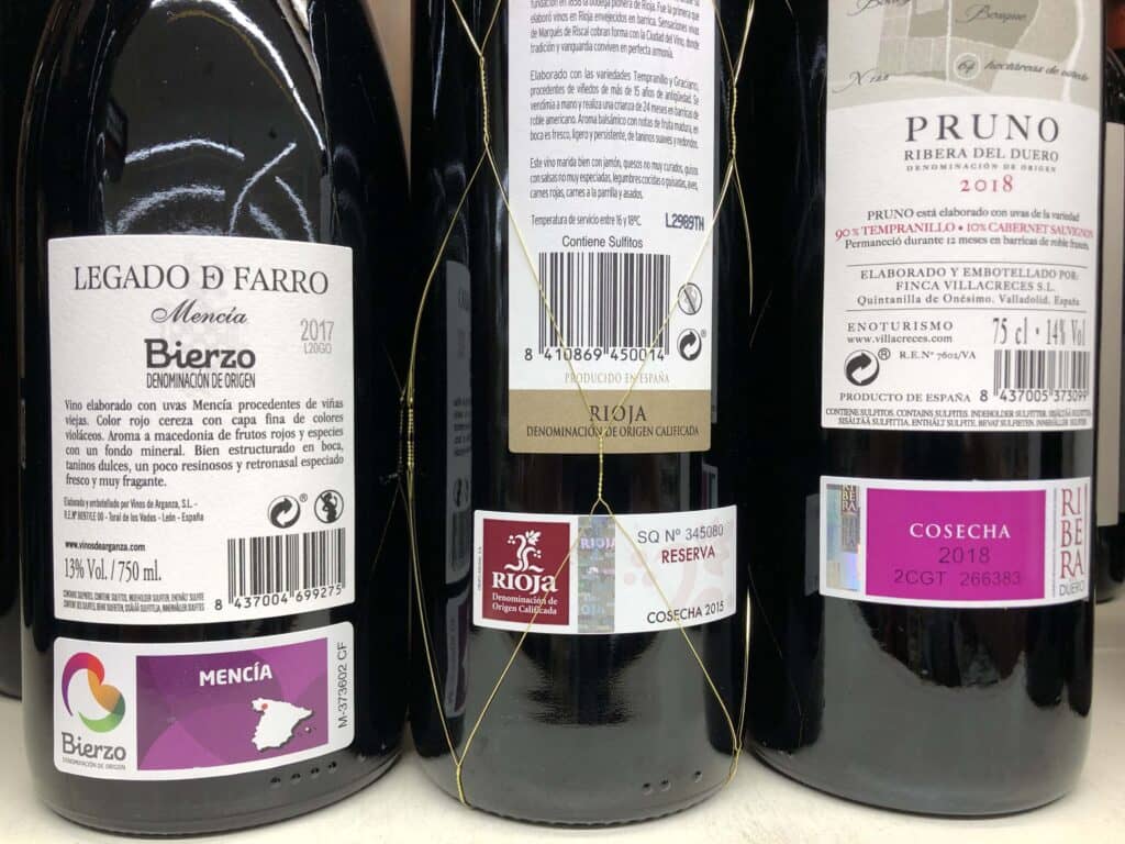 Botellas con Denominaci&oacute;n de Origen